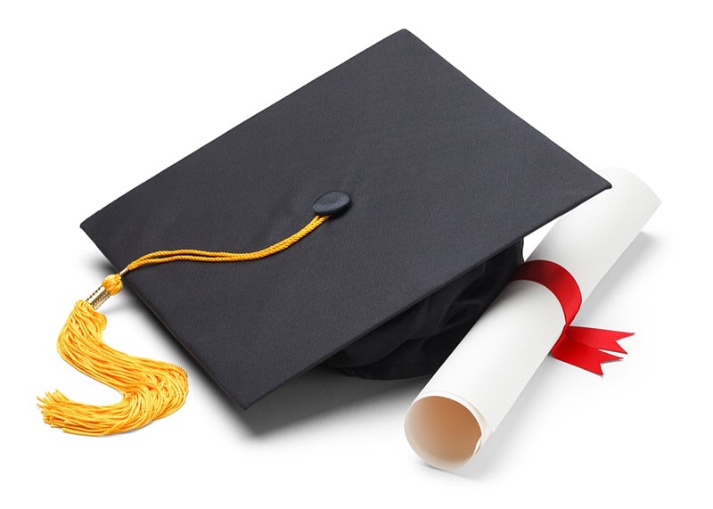 Black Graduation Cap with Degree Isolated on White Background. graduation tile diploma / Getty Images