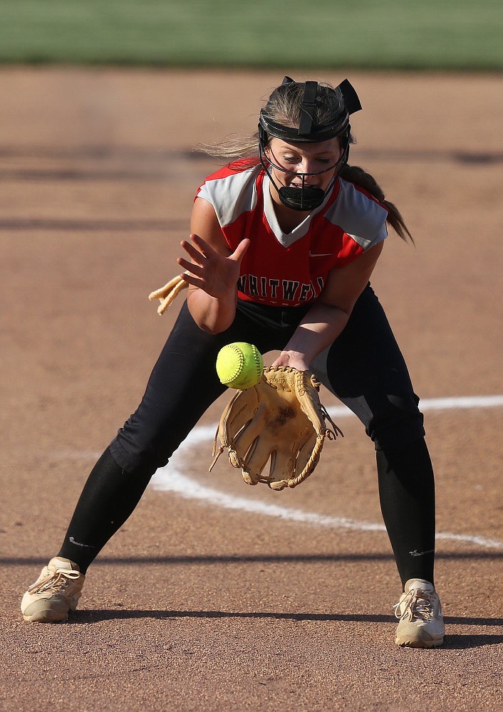 Whitwell pitcher Anna Yell fields a ground ball during the Whitwell vs. Soddy-Daisy softball game at the Soddy-Daisy High School Monday, April 29, 2019 in Soddy-Daisy, Tennessee.