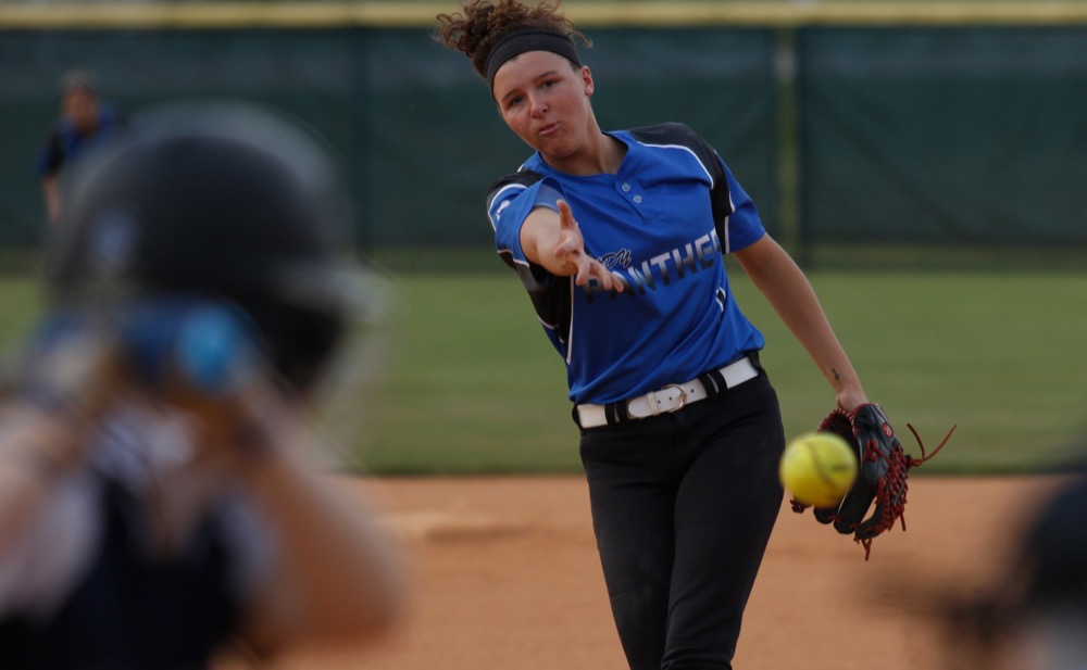 Sale Creek's Macie Stanfield pitches during their prep softball game against CSAS at Warner Park on Tuesday, April 30, 2019, in Chattanooga, Tenn.