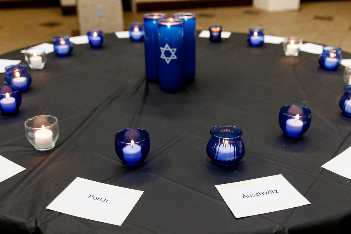 Candles are lit in memory of victims of the Holocaust before a Yom HaShoah ceremony at the Jewish Cultural Center on Wednesday, May 1, 2019, in Chattanooga, Tenn. The tradition is held to honor the memories of the six million Jews killed during the Holocaust between 1941 and 1945.