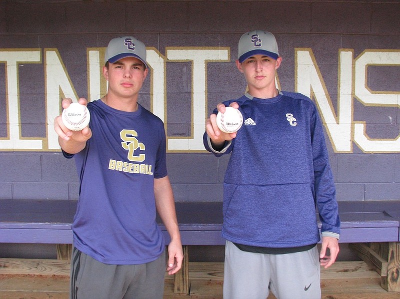 From left, Collin Hudson and Austin Mitchell are the top two starting pitchers for the Sequatchie County High School baseball program, which has won 20 games this year but has not reached a state tournament since 1996.