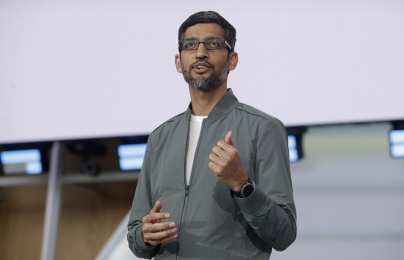 Google CEO Sundar Pichai speaks during the keynote address of the Google I/O conference in Mountain View, Calif., Tuesday, May 7, 2019. (AP Photo/Jeff Chiu)