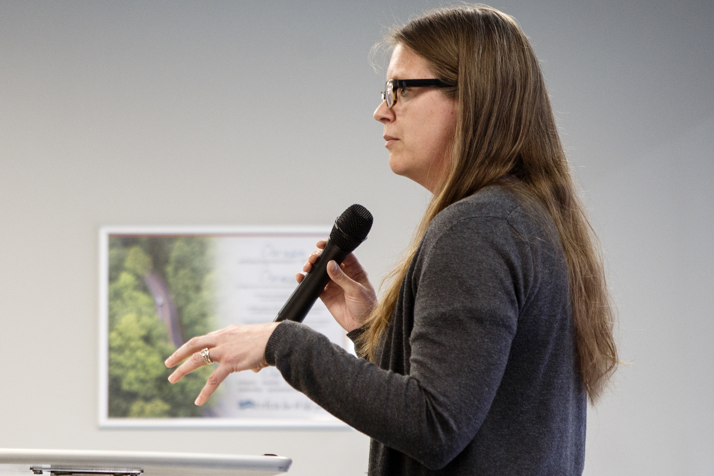Owner/Operator of Chattanooga School of Language Laurie Stevens speaks during the Idea Leap Grant kickoff breakfast at Tennessee Valley Federal Credit Union on Tuesday, May 7, 2019 in Chattanooga, Tenn. Stevens won the first place grant last year.