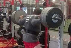 This screenshot from video shows Jackson Powell, a Baylor School rising junior who broke the school record by squatting 725 pounds.