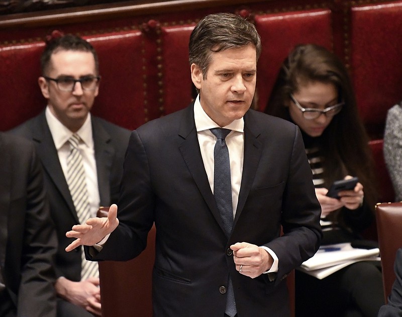 n this Jan. 15, 2019, file photo, New York State Sen. Brad Hoylman, addresses members of the Senate at the state Capitol in Albany, N.Y. The Manhattan Democrat is one of the main sponsors of a bill that would allow congressional investigators to get access to President Donald Trump's state tax returns, giving Democrats a potential end-run around the administration's refusal to disclose the president's federal returns. The state senate approved the legislation Wednesday, May 8, 2019. (AP Photo/Hans Pennink, File)