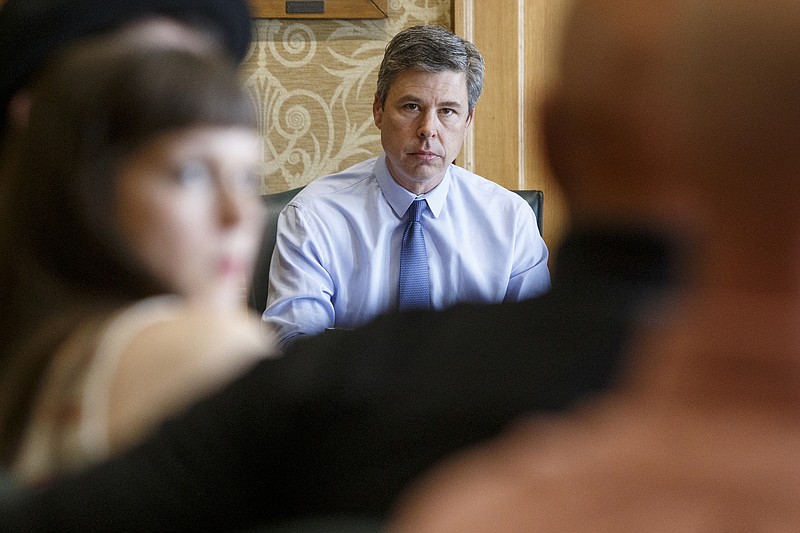 Mayor Andy Berke looks on during a luncheon at City Hall on Thursday, May 9, 2019 in Chattanooga, Tenn. Mayor Berke hosted several small businesses to celebrate "National Small Business Week."