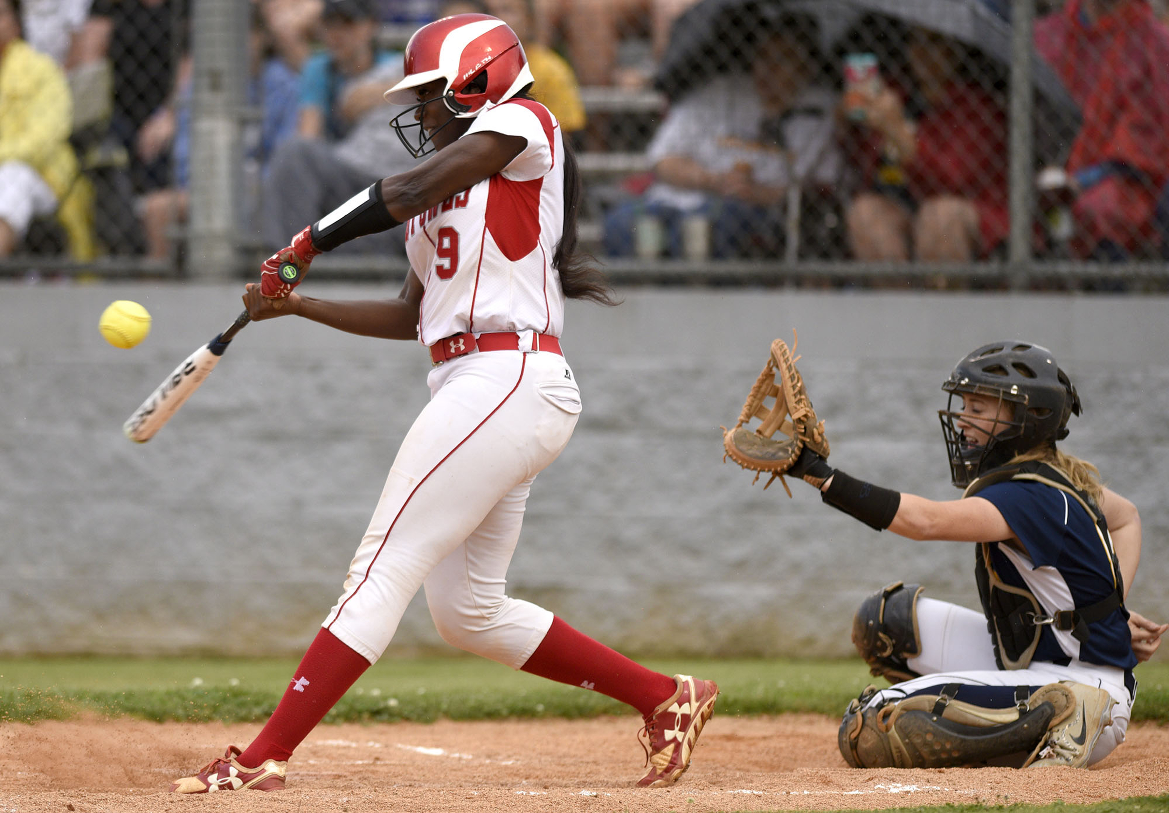 Ooltewah's Cheyanne Sales (9) makes contact. The Walker Valley Lady Mustangs visited the Ooltewah Lady Owls in the region softball championship on May 16, 2018