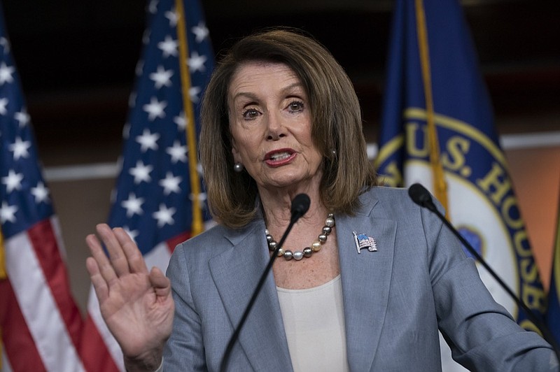 Speaker of the House Nancy Pelosi, D-Calif., meets with reporters the day after the Democrat-controlled House Judiciary Committee voted to hold Attorney General William Barr in contempt of Congress, eat a news conference on Capitol Hill in Washington, Thursday, May 9, 2019. (AP Photo/J. Scott Applewhite)


