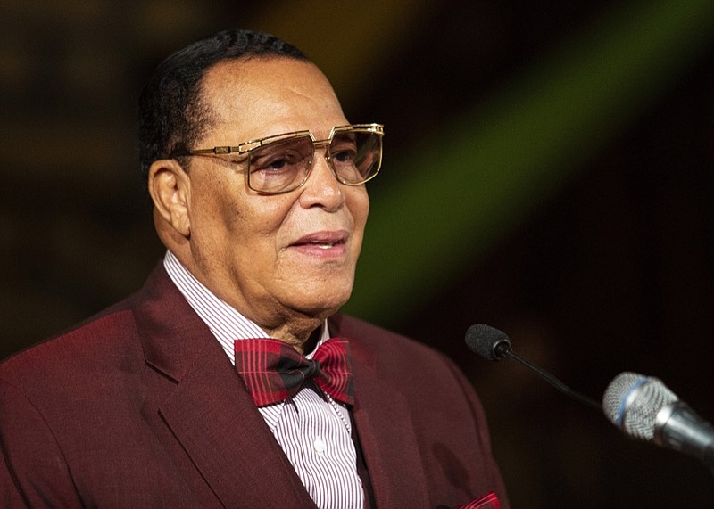 Minister Louis Farrakhan, of the Nation of Islam, speaks at Saint Sabina Church, Thursday night, May 9, 2019, in Chicago. (Ashlee Rezin/Chicago Sun-Times via AP)

