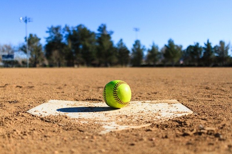 Softball in a softball field in California mountains, Baseball field softball tile / Getty Images