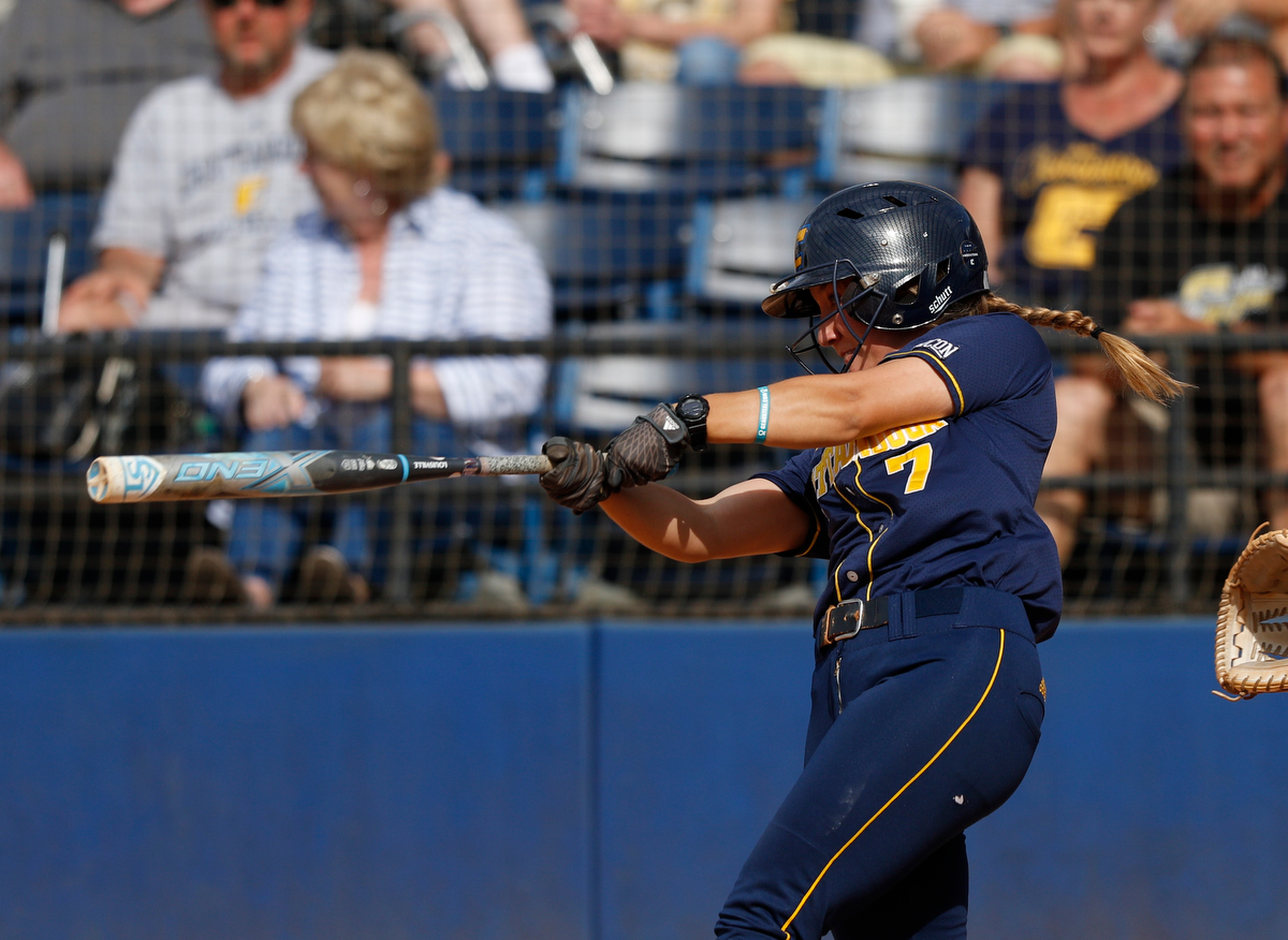 Chattanooga's Halie Williamson bats during the Mocs' SoCon softball championship game against the UNCG Spartans at Frost Stadium on Saturday, May 11, 2019, in Chattanooga, Tenn.