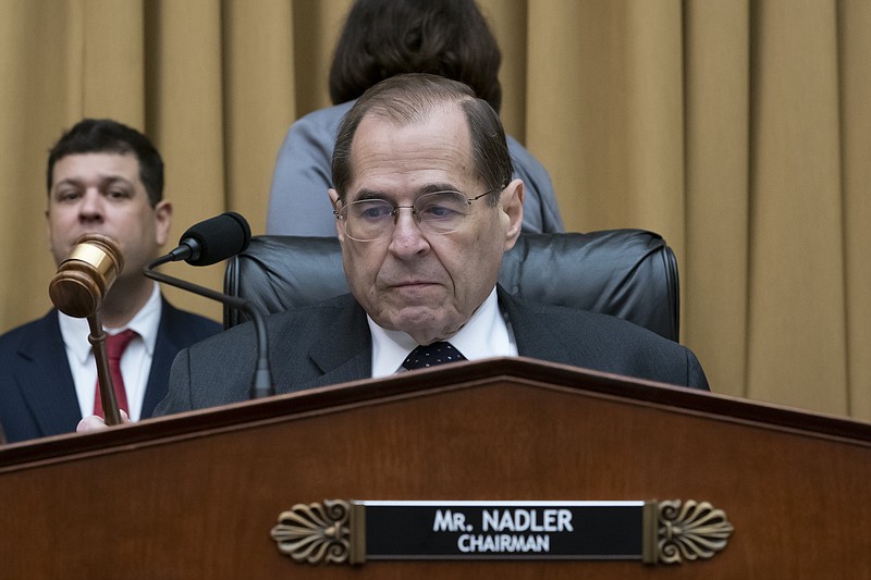 House Judiciary Committee Chair Jerrold Nadler, D-N.Y., gavels in a hearing on the Mueller report without witness Attorney General William Barr who refused to appear, on Capitol Hill in Washington, Thursday, May 2, 2019.  (AP Photo/J. Scott Applewhite)