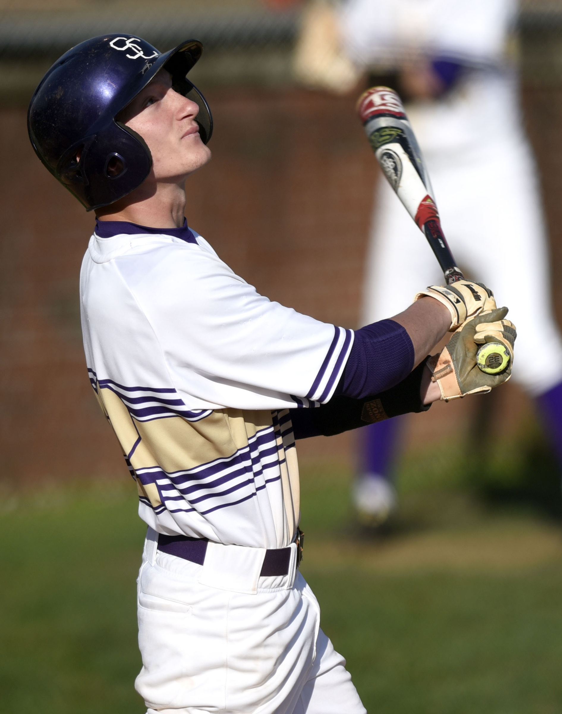 Sequatchie's Trevor Ritchie (12) watches the ball sail into the outfield. The Sequatchie County Indians hosted the Grundy County Yellow Jackets in the Region 4-AA baseball championship on May 15, 2019.