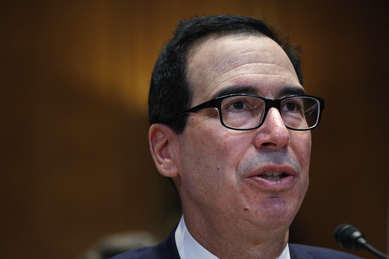 Treasury Secretary Steve Mnuchin testifies about the budget during a Financial Services and General Government subcommittee hearing, Wednesday May 15, 2019, on Capitol Hill in Washington. (AP Photo/Jacquelyn Martin)