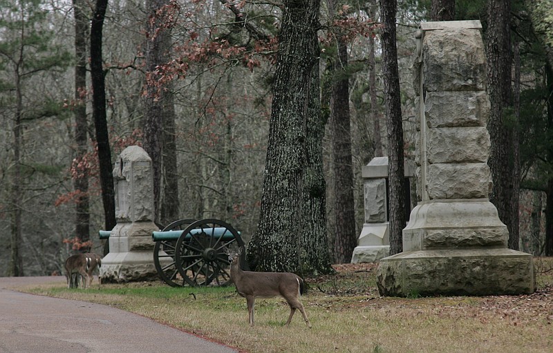 File Photo/Chattanooga Times Free Press - Deer graze among several monuments at Chickamauga Battlefield. The Chickamauga and Chattanooga National Military Park is one of many in our national park system that altogether have $11 billion worth of deferred maintenance.
