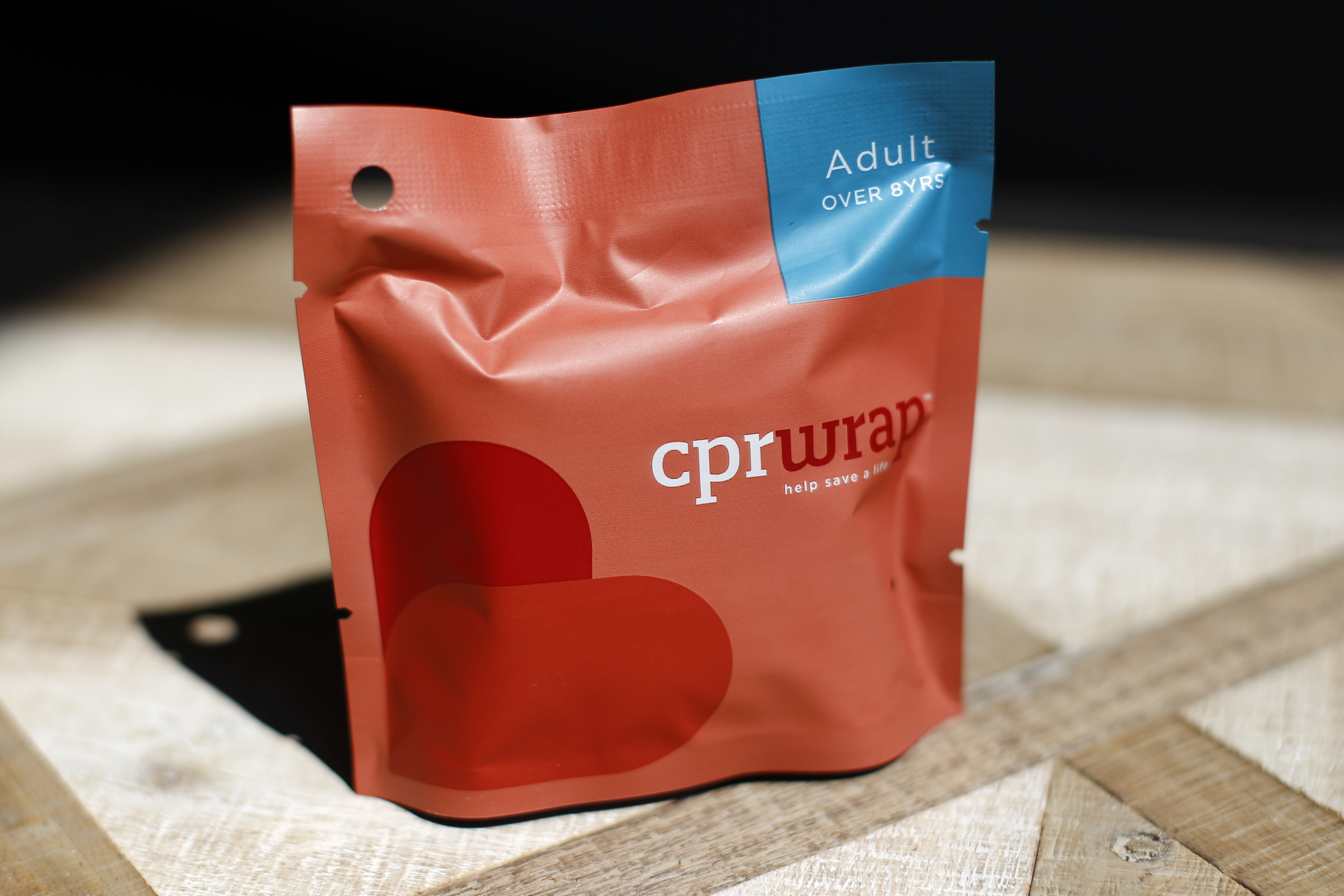 A CPRWrap pouch is seen posed in Felicia Jackson's office on Thursday, May 16, 2019 in Chattanooga, Tenn. The CPRWrap comes in three sizes: infant, child and adult.