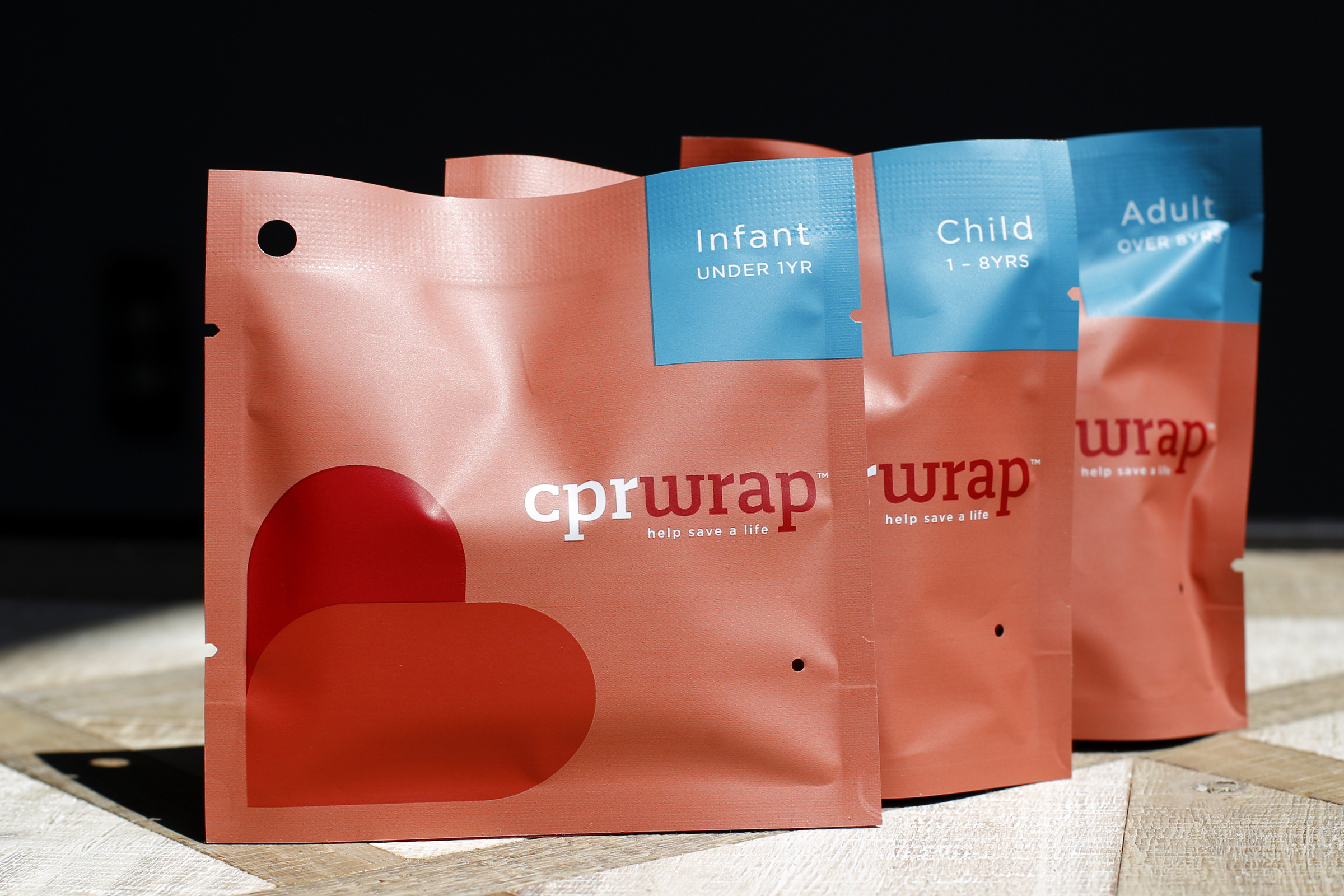 Staff photo by C.B. Schmelter / CPRWrap pouches are seen posed in Felicia Jackson's office on Thursday, May 16, 2019 in Chattanooga, Tenn. The CPRWrap comes in three sizes: infant, child and adult.