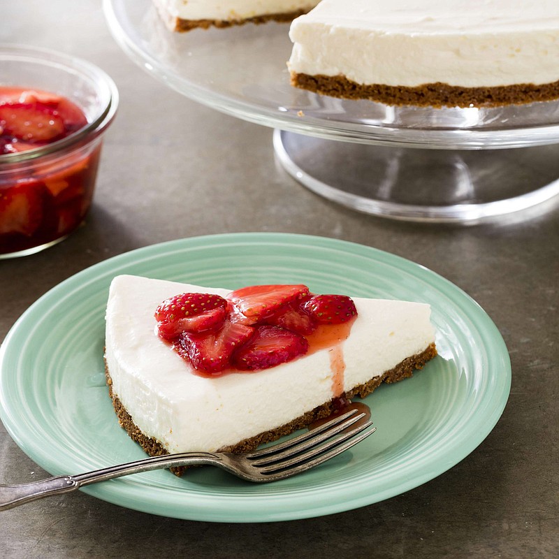 This undated photo provided by America's Test Kitchen in May 2019 shows Icebox Cheesecake in Brookline, Mass. This recipe appears in the cookbook “Perfect Cake.” (Daniel J. van Ackere/America's Test Kitchen via AP)