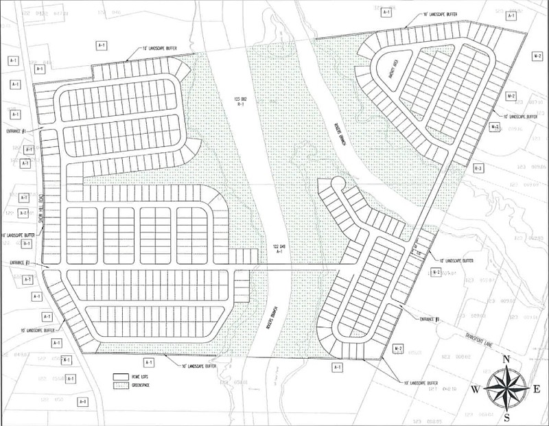 KSM Developing Company is planning to build 453 single-family homes off Snow Hill Road near Mountain View Road. The company originally planned townhomes in the area before residents voiced concerns about the plan. / Contributed photo from LDA Engineering