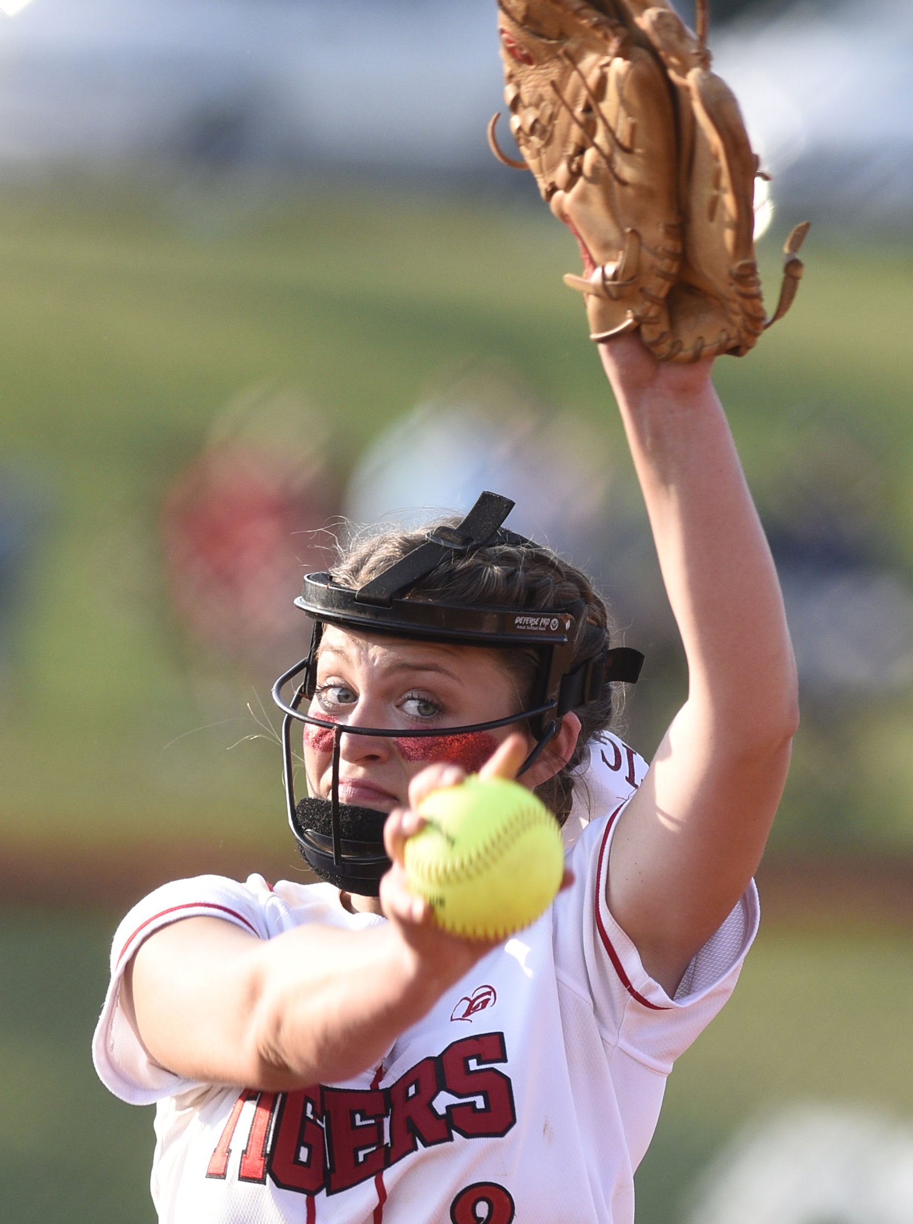 Whitwell pitcher Anna Yell (3) delivers to the plate. The Whitwell Lady Tigers hosted the Moore County Lady Raiders in a Class A state sectional softball game on May 18, 2019.