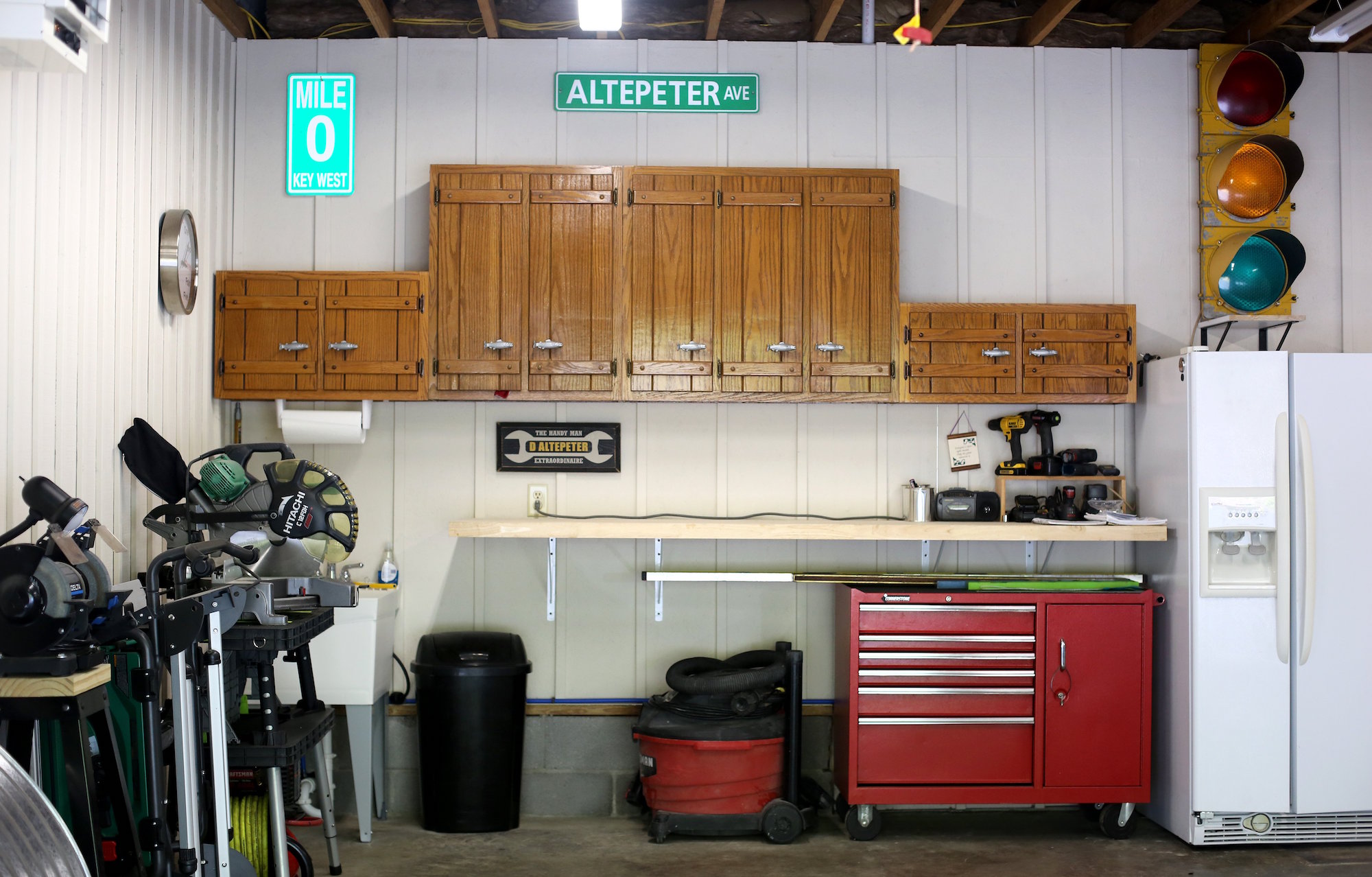 Dave Altepeter created a workshop in his two-car garage in Soddy-Daisy, Tennessee. Altepeter and his wife retired to Soddy-Daisy from Ohio last September and have been reworking the house since then.