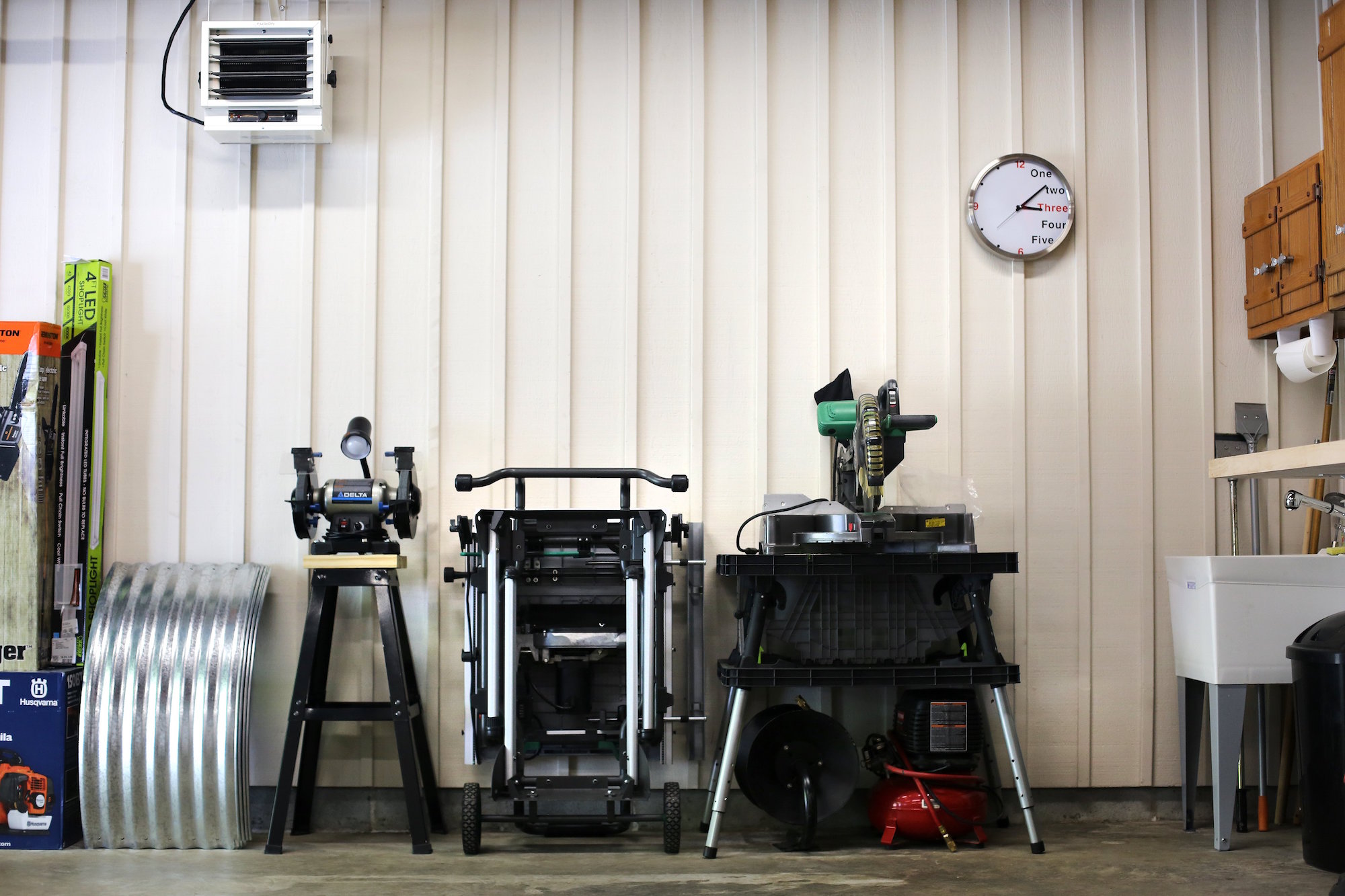Dave Altepeter's tools sit over to the side of his two-car garage Tuesday, April 17, 2019 in Soddy-Daisy, Tennessee. Altepeter has created a space in his garage that allows for him to turn it into a full-fledged workshop.