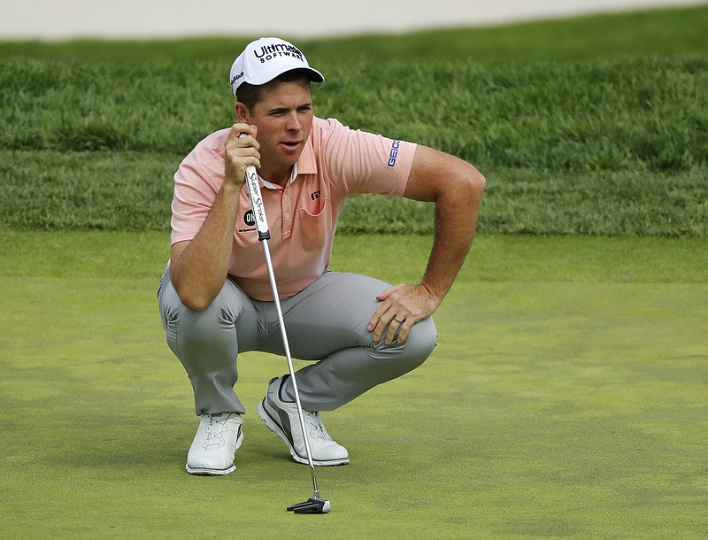 Former Baylor School and Vanderbilt University golfer Luke List lines up a putt on the 17th green during last Friday's second round of the PGA Championship at Bethpage Black in Farmingdale, N.Y.