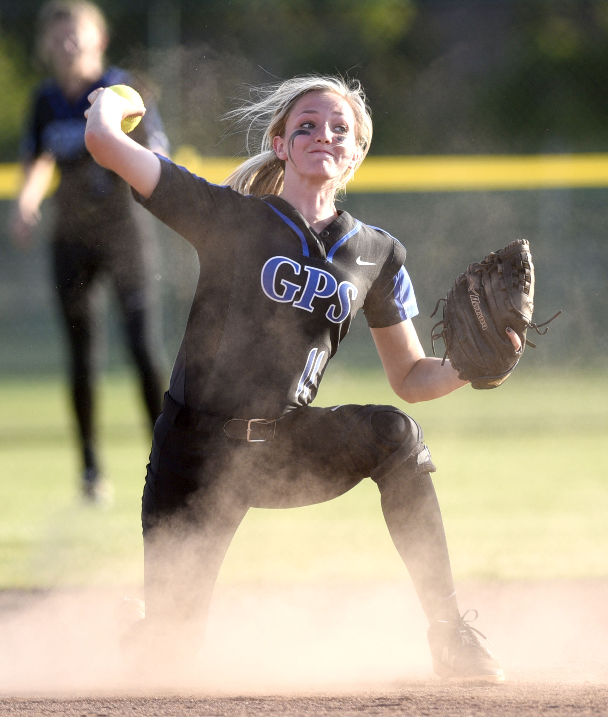 GPS shortstop Kaitlyn Songer (11) throws to first after stopping a hot grounder. GPS faced St. Benedict in Class AA bracket. The TSSAA Softball Tournament was held at the Starplex in Murfreesboro on May 21, 2019.