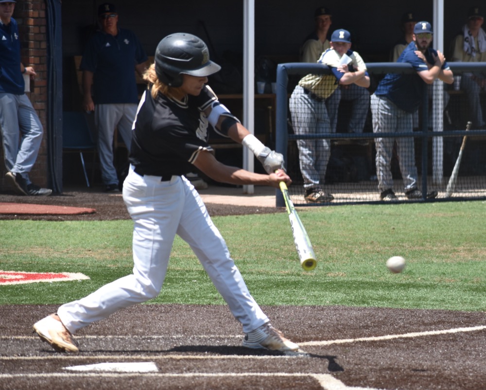 Staff photo by Patrick MacCoon /
Bradley Central's Ryan Giovengo connects on a two-run single in the third inning of a Class AAA state tournament game Wednesday at Oakland High School. The Bears won 6-3 over Independence.