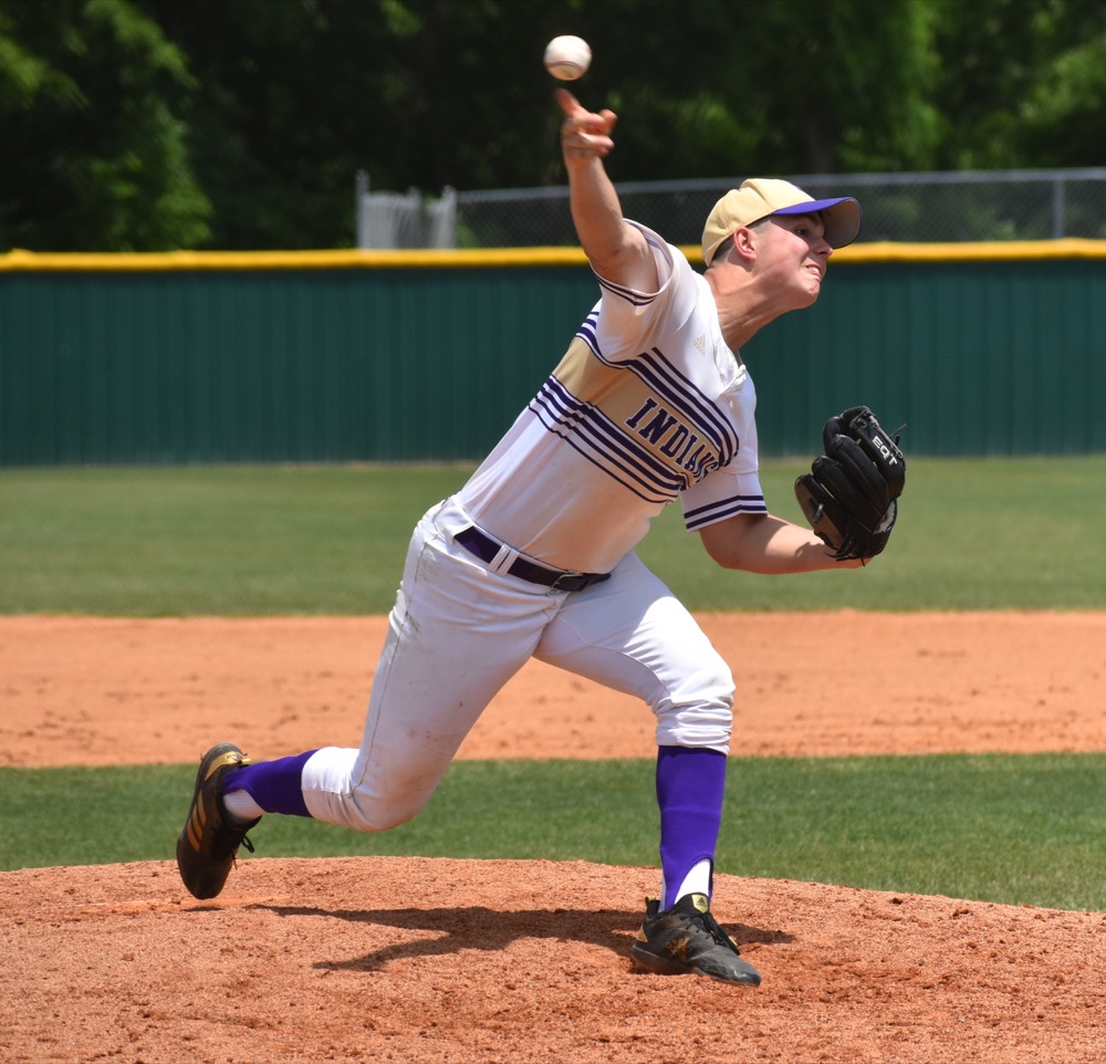 Staff photo by Patrick MacCoon /
Sequatchie County Collin Hudson pitches against Haywood in the Class AA state baseball tournament at Smyrna High School on Wednesday. Hudson drove in a game-tying run and also picked up the save in the first of two wins for the final-four bound Indians.
