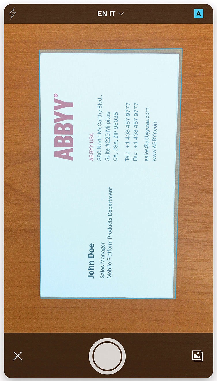 The ABBYY business card scanner