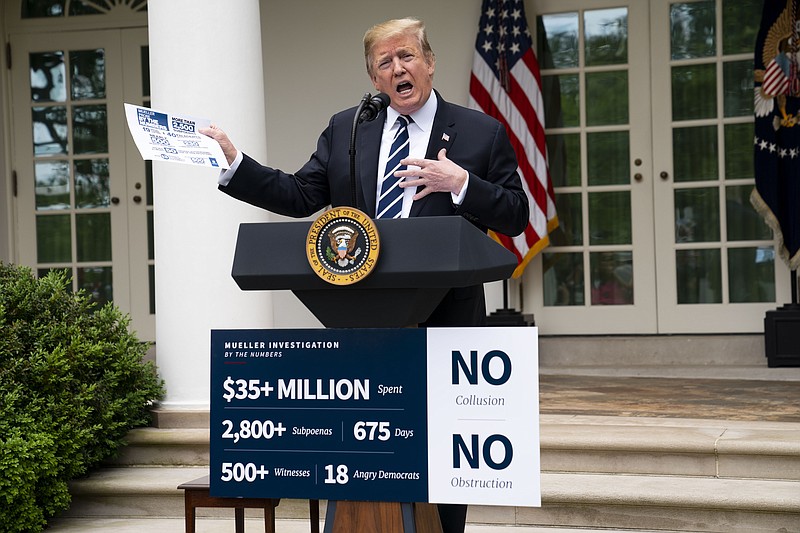 President Donald Trump speaks in the Rose Garden after he abruptly blew up a scheduled infrastructure meeting on Wednesday with Congressional Democrats, declaring he would not work with them until they stopped investigating him. (Doug Mills/The New York Times)