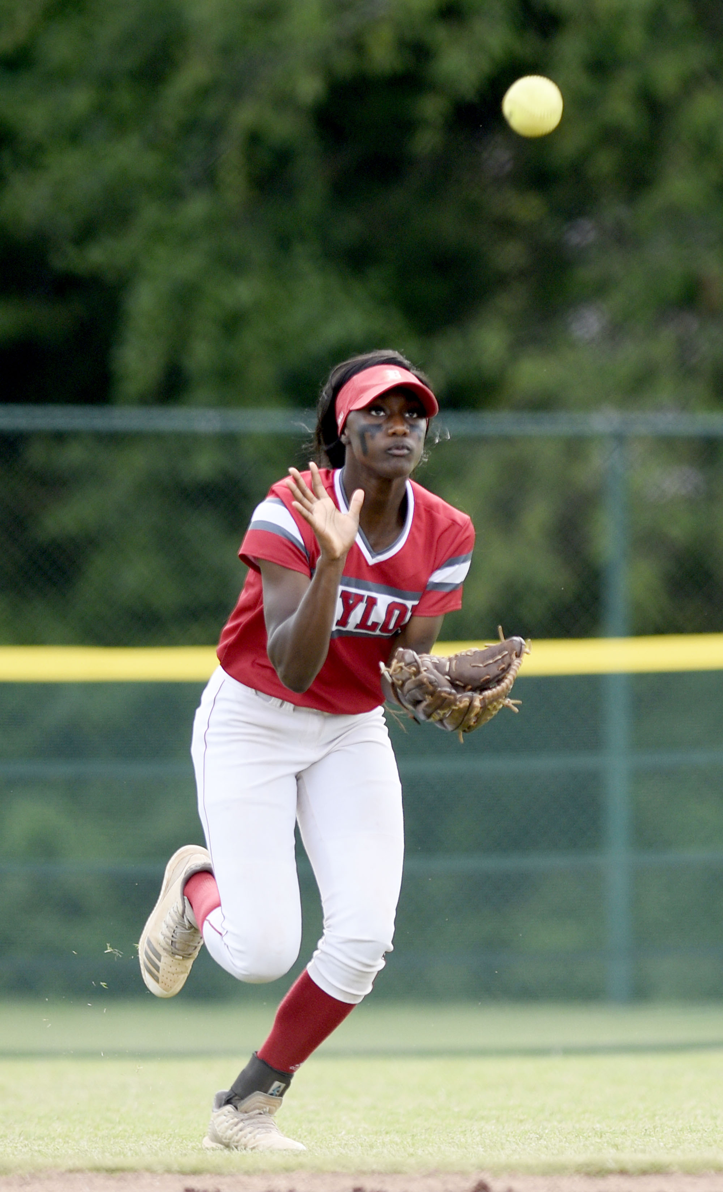 Baylor centerfielder Makayla Packer (11) catches a short fly ball. Baylor defeated GPS 2-1 for the TSSAA Division II Class AA softball championship at the Starplex in Murfreesboro on May 23, 2019.