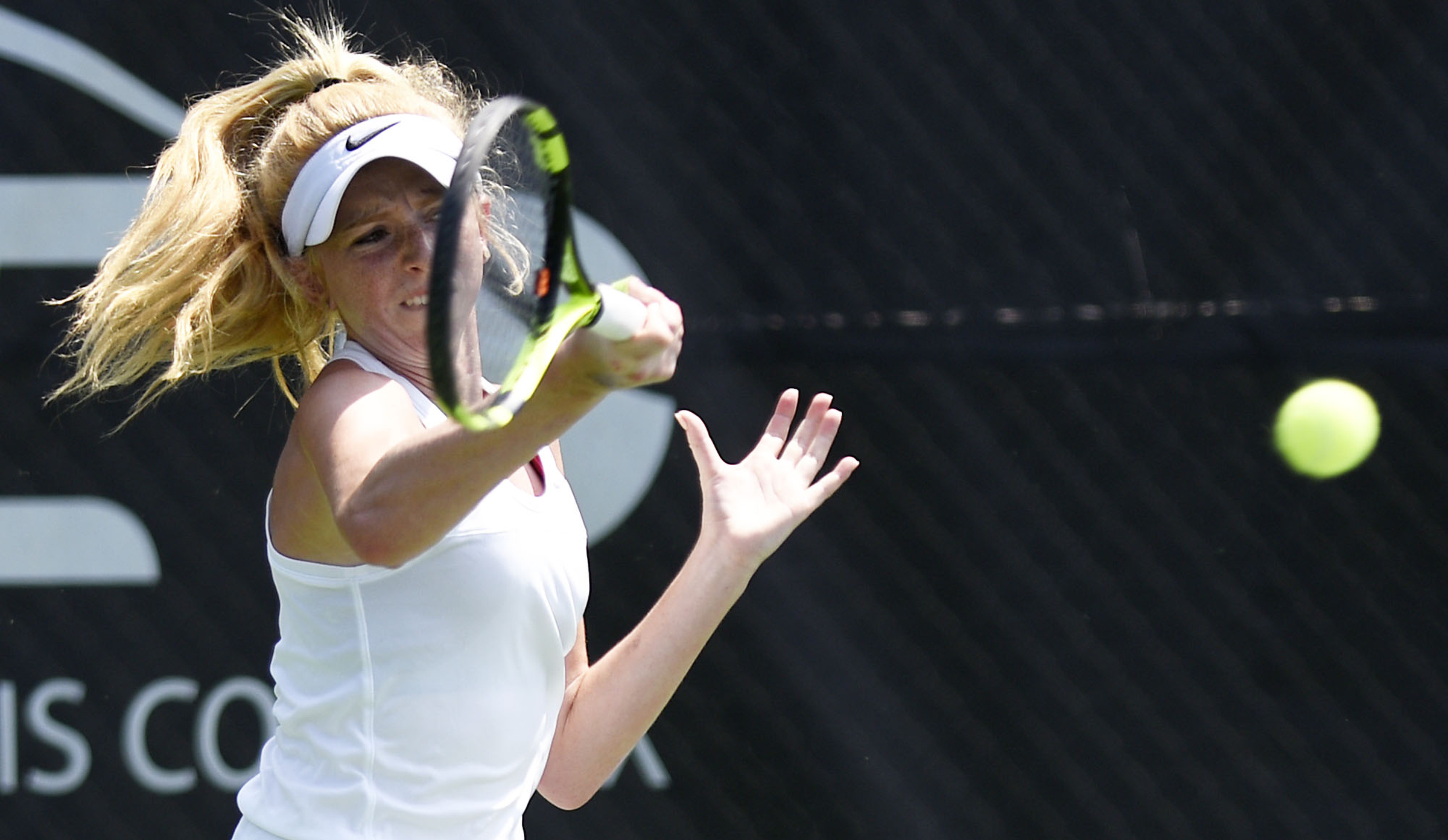 Silverdale's Addison Horton returns a forehand in her match with Audrey Yoon of Knoxville Webb. The finals of the TSSAA Tennis Tournament were held at the Adams Tennis Complex in Murfreesboro on May 24, 2019.