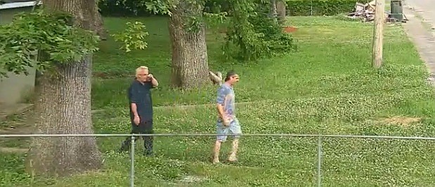 A screenshot of the Chattanooga Police Department's public safety camera footage shows Thomas and Kevin Webb leaving a home that they're suspected of burglarizing on May 19, 2019.
