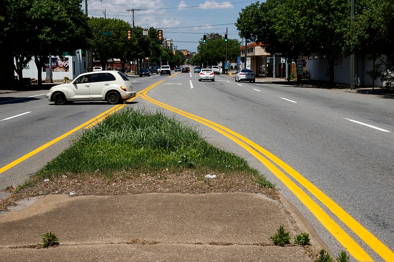 The 2200 block of Broad Street, where a fatal crash occurred earlier this year, is seen here on Wednesday, May 22, 2019, in Chattanooga, Tenn. 