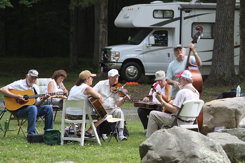 Jam sessions break out all around Dunlap Coke Ovens Park during the annual Coke Ovens Bluegrass Jam-Band Competition and Festival. / Cokeovens.com Photo