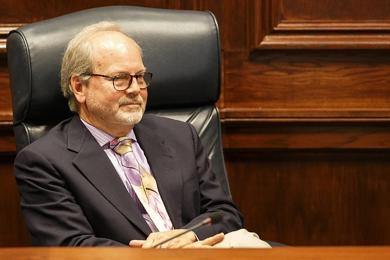 District 8 Hamilton County Commissioner Tim Boyd is seen during a county commission meeting in the commission assembly room at the Hamilton County Courthouse on Wednesday, April 17, 2019, in Chattanooga, Tenn.