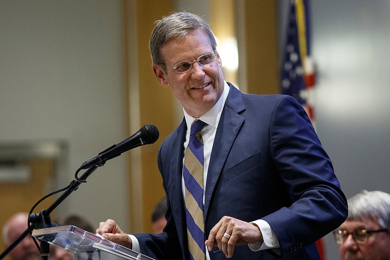 Tennessee Gov. Bill Lee speaks during the Tennessee Valley Corridor Summit on the campus of the University of Tennessee at Chattanooga on Thursday, May 30, 2019, in Chattanooga, Tenn. Gov. Lee gave the keynote address to the summit.