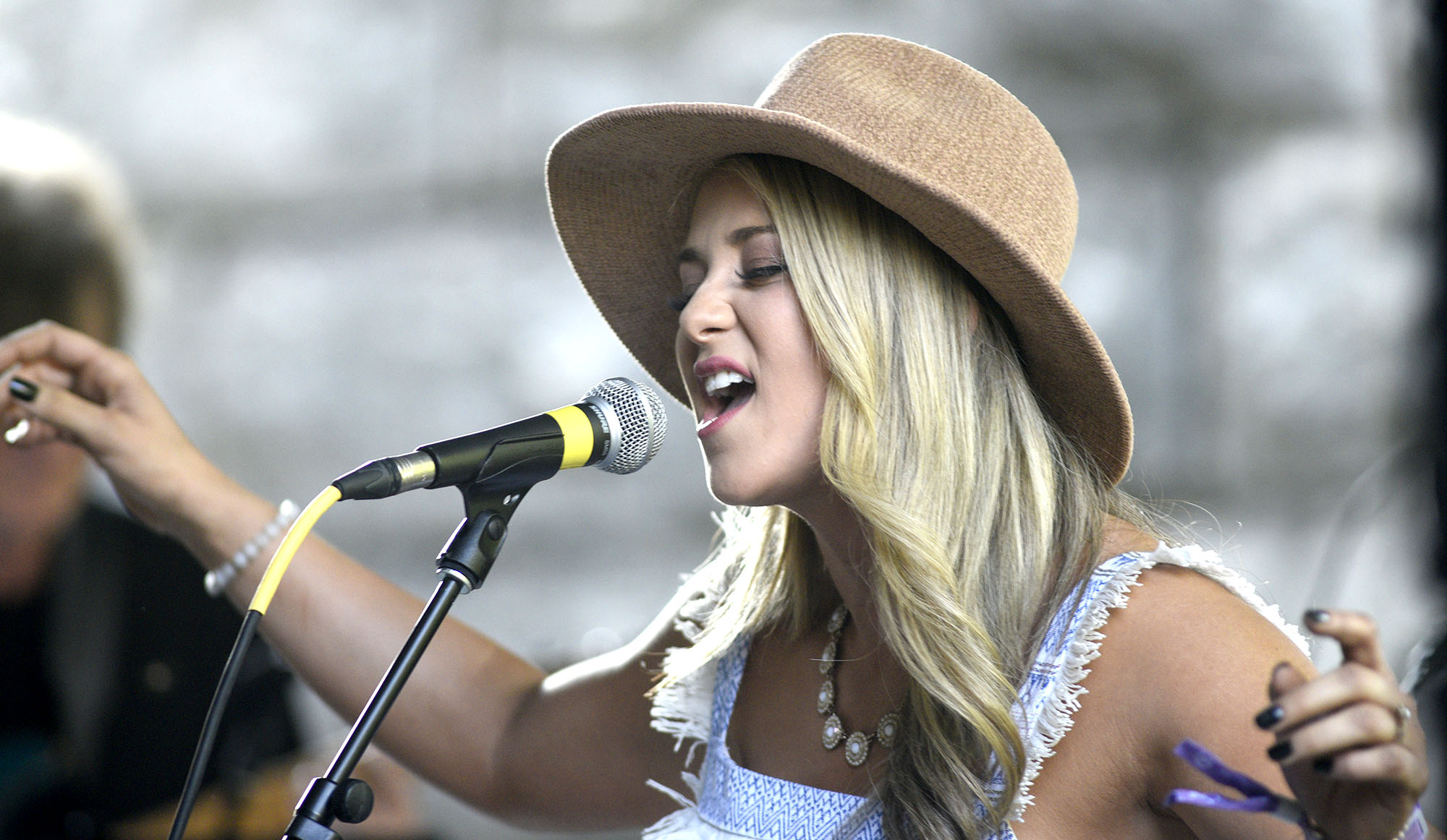 Christina Mandrell sings with Irlene Mandrell and her band on the Tennessee Valley Federal Credit Union Stage.