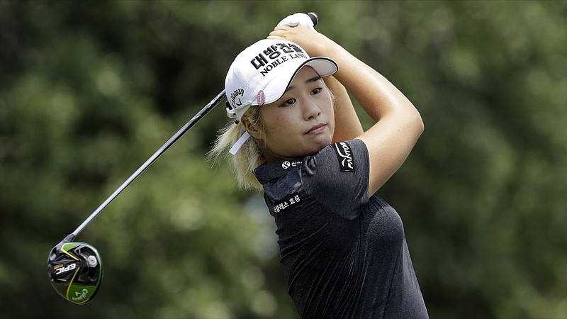 Jeongeun Lee6 of South Korea hits off the first tee during the final round of the U.S. Women's Open golf tournament, Sunday, June 2, 2019, in Charleston, S.C. (AP Photo/Steve Helber)