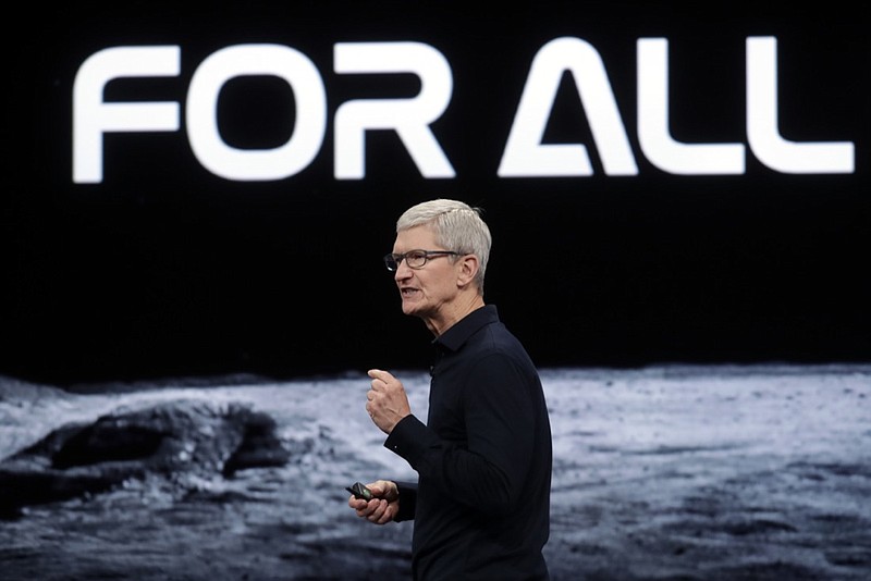 Apple CEO Tim Cook speaks at the Apple Worldwide Developers Conference in San Jose, Calif., Monday, June 3, 2019. (AP Photo/Jeff Chiu)