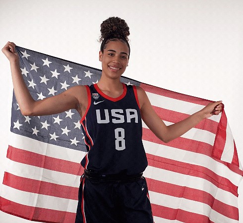 Chattanooga's Madison Hayes tries this week for her second gold medal this year as she plays for Team USA at the FIBA 3-on-3 U18 World Cup in Ulaanbaatar, Mongolia. Hayes is the No. 24 prospect in the nation for the class of 2020. / USA Basketball photo
