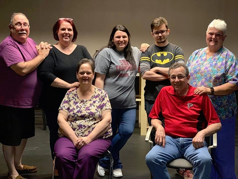 
The cast of "Divorce Southern Style" is, from left, Randel Ovbey, Amanda Hoven Havelin, Kitty Reel, Alana Sane, John Lee, Ron Houston and Aleatha Plott. / Dalton Little Theatre Contributed Photo
