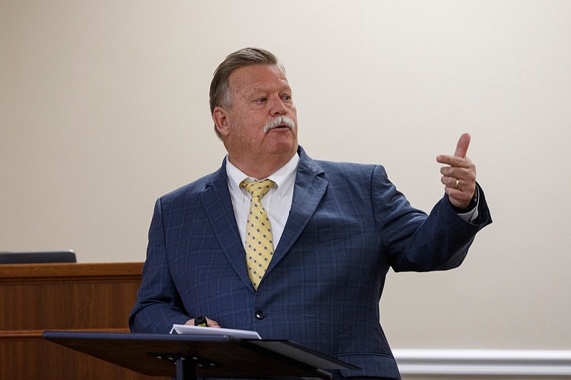 Hamilton County Mayor Jim Coppinger presents his fiscal year 2020 budget during a budget workshop at Hamilton County's McDaniel Building on Tuesday, June 4, 2019, in Chattanooga, Tenn. Coppinger is requesting additional funding for public safety and schools in his fiscal year 2020 budget proposal.