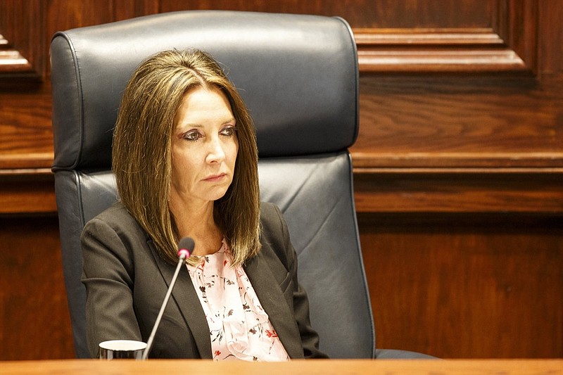 District 7 Hamilton County Commissioner Sabrena Smedley is seen during a County Commission meeting in the County Commission assembly room at the Hamilton County Courthouse on Wednesday, April 17, 2019, in Chattanooga, Tenn.