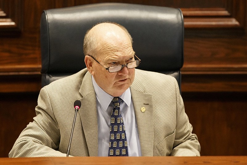 District 1 Hamilton County Commissioner Randy Fairbanks is seen during a County Commission meeting in the County Commission assembly room at the Hamilton County Courthouse on Wednesday, April 17, 2019, in Chattanooga, Tenn.