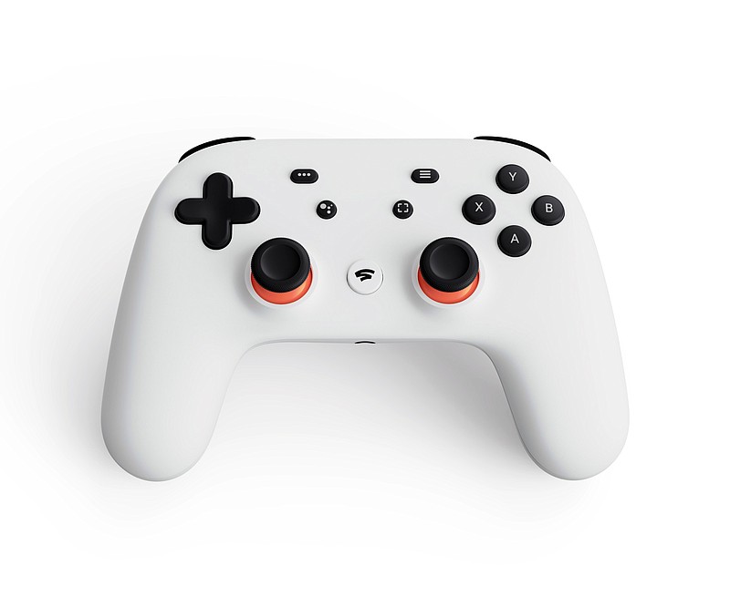 FILE - This undated image provided by Google shows the controller for a video-game streaming platform called Stadia. Google will offer its Stadia streaming video game service as part of a $130 package in November. The subscription itself costs $10 a month, but you won’t be able to subscribe without the package deal until 2020. (Google via AP, File)