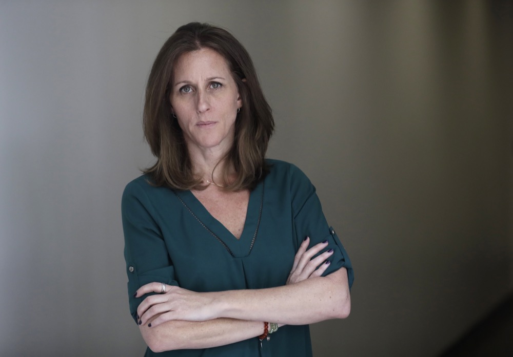 Kim Goldman poses for a portrait Friday, June 7, 2019, in Los Angeles. Goldman has continued to make the case publicly that it was O.J. Simpson who killed her brother and Simpson's ex-wife on a June night in 1994. Beginning Wednesday, Goldman will examine the case in a 10-episode podcast,
