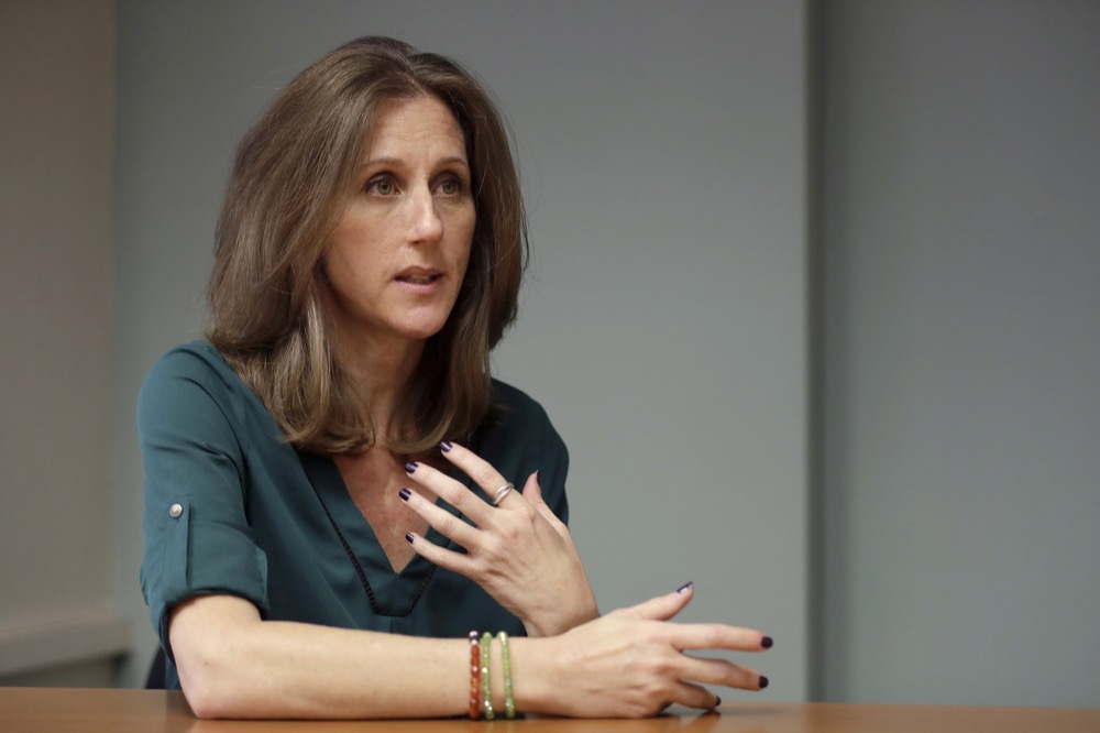 Kim Goldman poses for a portrait Friday, June 7, 2019, in Los Angeles. Goldman has continued to make the case publicly that it was O.J. Simpson who killed her brother and Simpson's ex-wife on a June night in 1994. Beginning Wednesday, Goldman will examine the case in a 10-episode podcast,